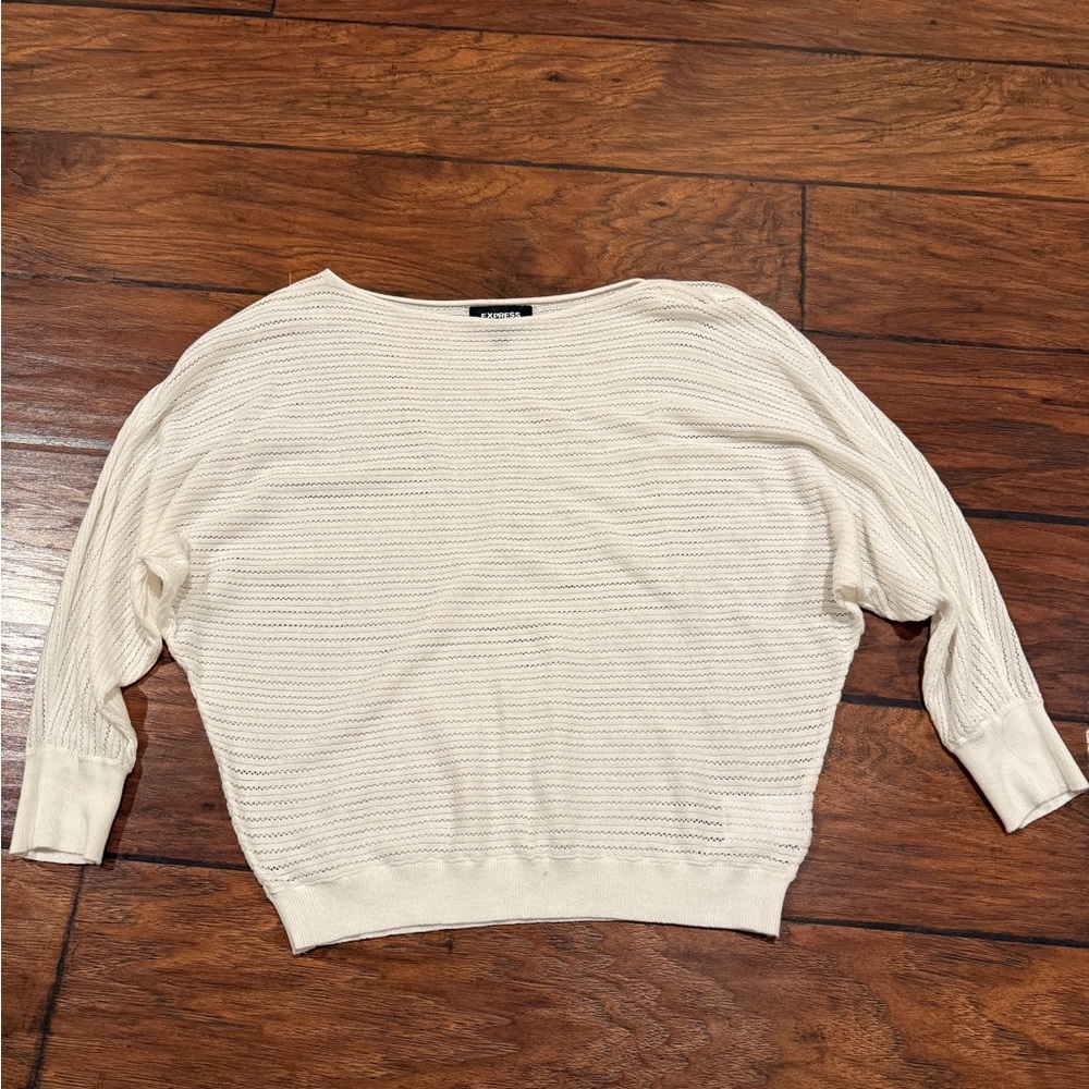 Express Ivory Open-Knit Dolman Sweater – XS